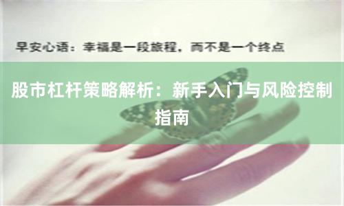 股市杠杆策略解析：新手入门与风险控制指南